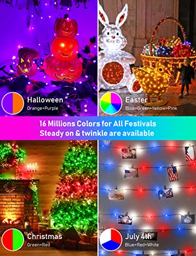 16ft RGB Color Changing Fairy Lights w/ Bluetooth App Control/20 Mode/Music Sync