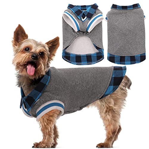Dog Classic Plaid Sweaters British Style, Doggie Hoodie Pet Clothes, Puppy Cold Weather Winter Sweatshirt, Pets Warm Shirt Outdoor Vest Jacket, Casual Wearing Coat Outfits for Small Medium Large Dogs