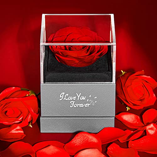 TMLW Preserved Red Real Rose with Heart Necklace, Gifts for Women Mom Her Wife Girlfriend on Christmas Valentines Day Mothers Day Anniversary Birthday, Romantic Gifts for Her