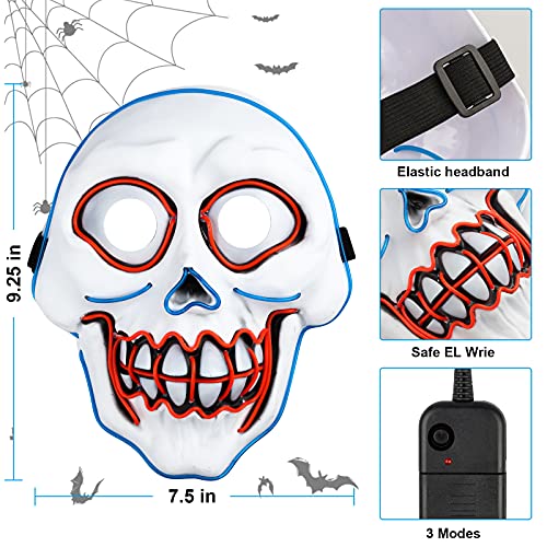 Halloween Mask Led Mask Scary Mask Light Up Mask Purge Mask Glowing Mask Costume Mask Cosplay Masks for Adults Festival Party Masquerade Carnival Gifts