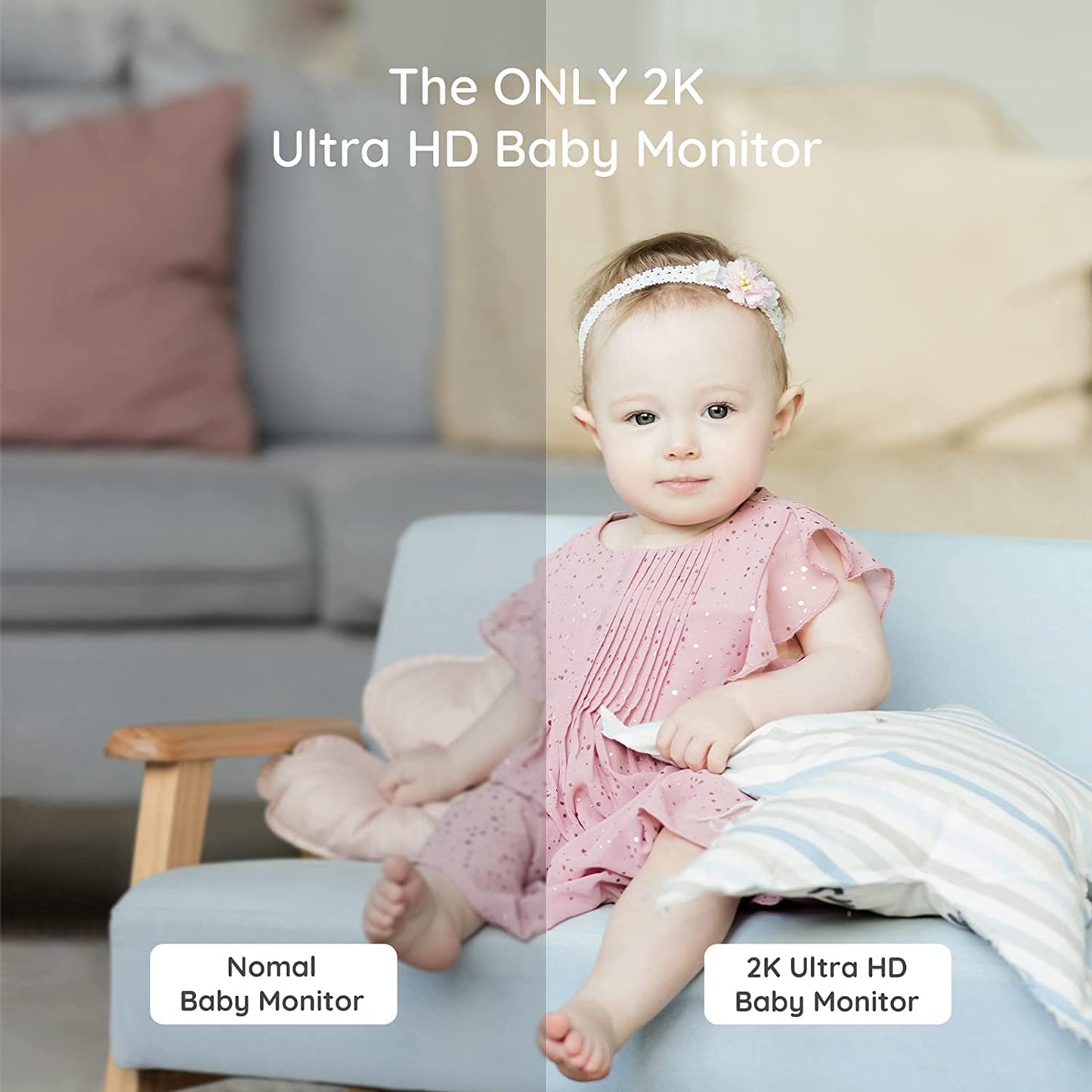 2K UHD Wireless AI Baby Monitor w/ Breathing Detection/Face Covered Alerts/More