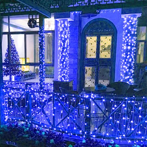 Christmas Decorations Twinkle Lights 39FT with 120LED, Fairy Lights for Bedroom with 8 Dynamic Modes, Waterproof String Lights for Outside,Patio, Garden, Party, Wedding, Christmas and More Blue