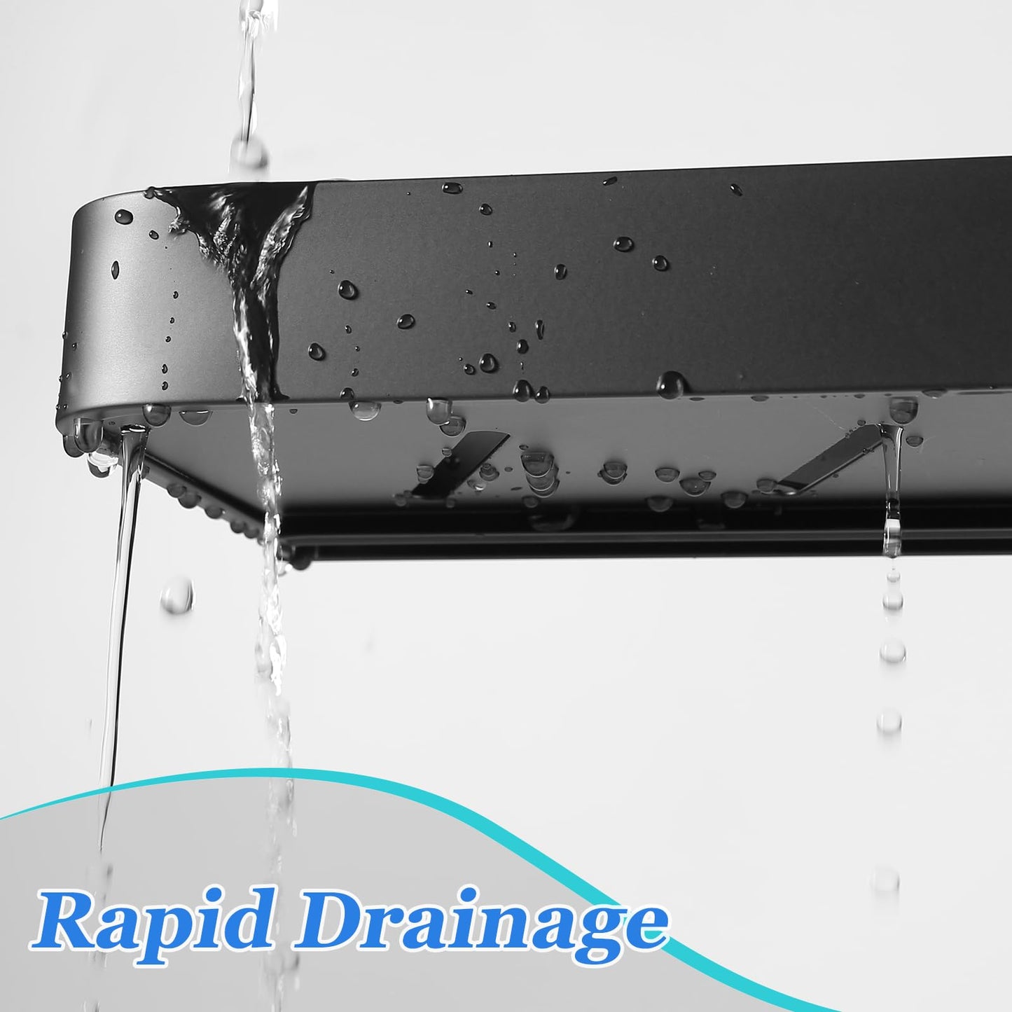 2-Piece Black Space Aluminum Shower Caddy: No-Drill Organizer with Hooks