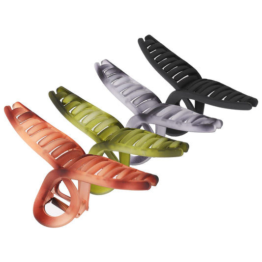 4pk 5.11" Brown/Green/Gray/Black Gradient Non-Slip Hair Claws/Clips