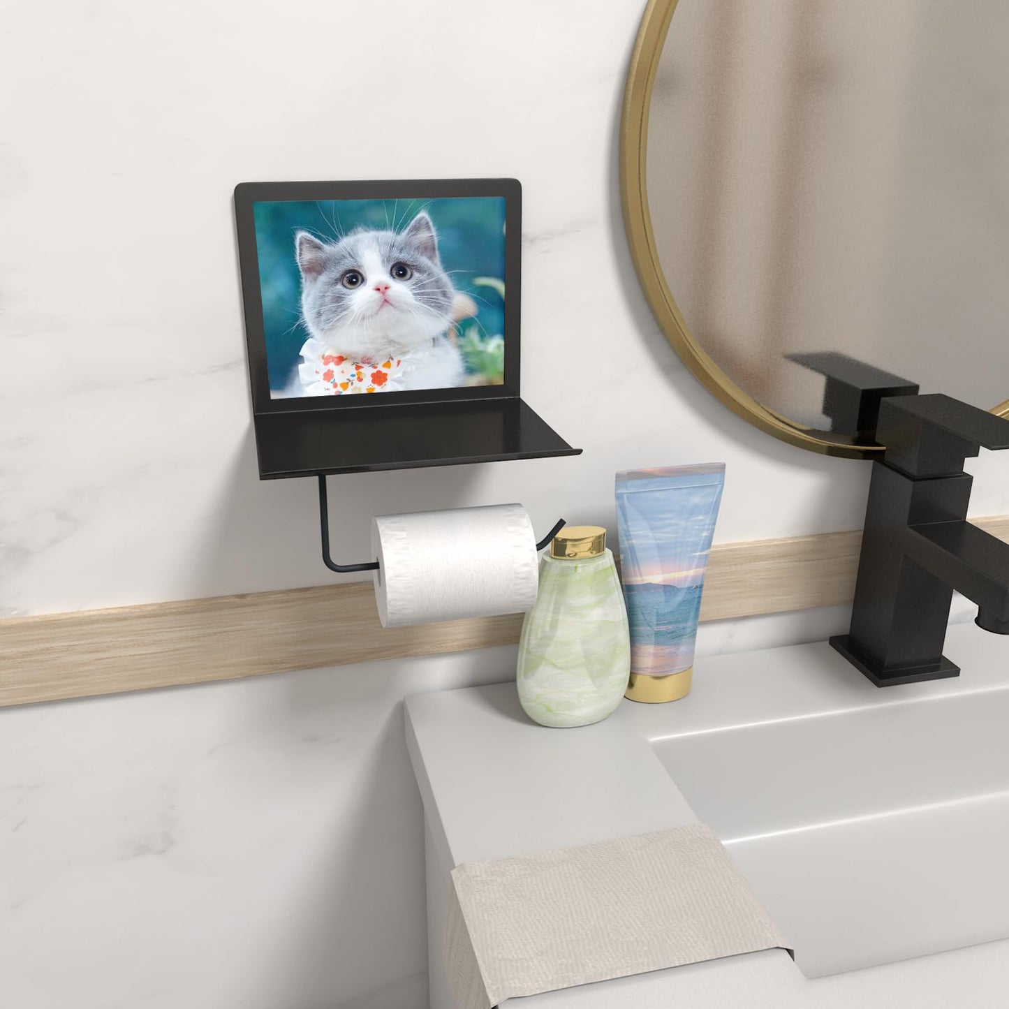Versatile Toilet Paper Holder with Shelf - Rustproof Stainless Steel, Easy Installation, Ideal for Bathrooms
