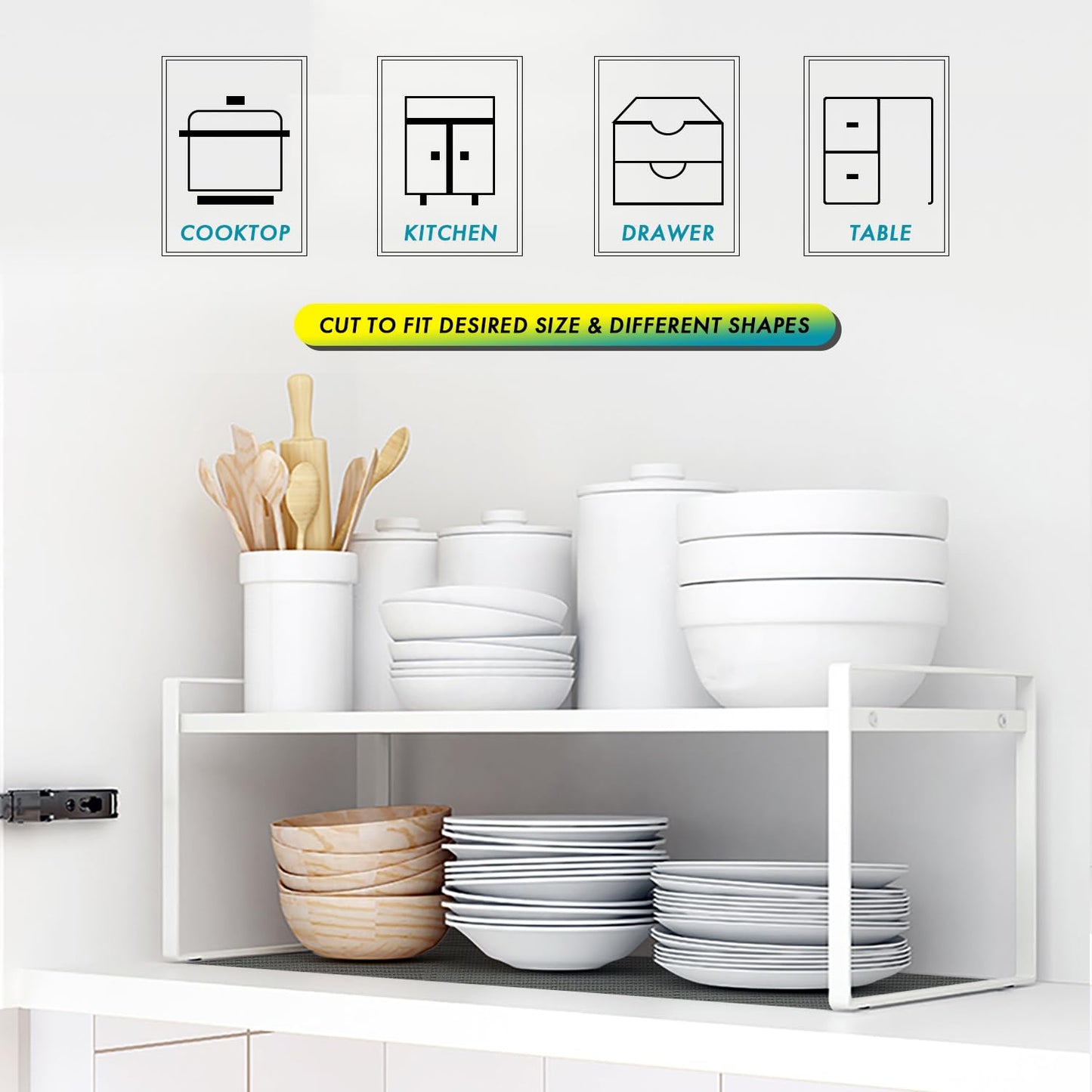Shelf Liner, Non-Slip for Cabinets & Drawers, Gray 11.8" x 9.8 FT, Waterproof, Easy to Cut & Install, BPA-Free, Protects Surfaces, Ideal for Kitchen, Fridge & More.
