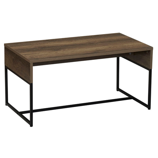 Household Essentials Wrap Rectangular Coffee Table Ashwood Rustic Wood Grain and Black Metal
