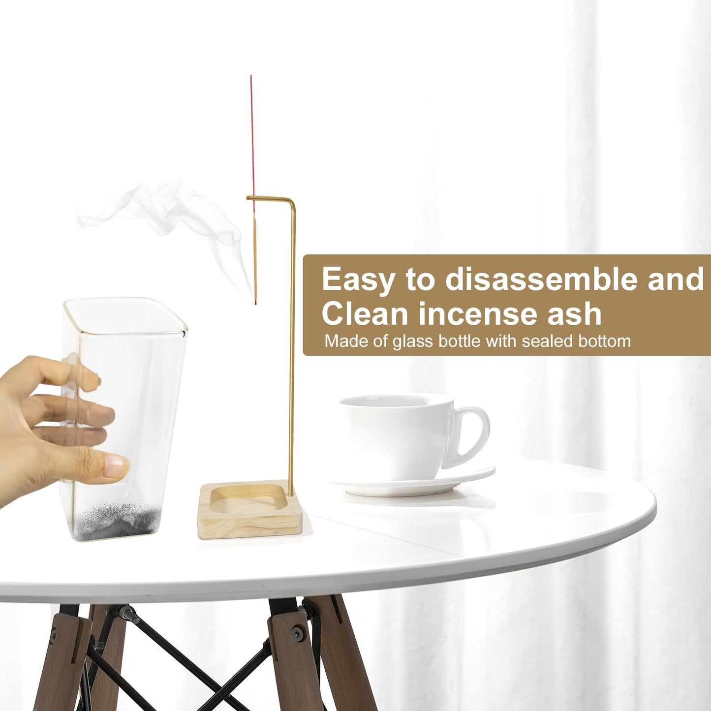 Upside Down Incense Burner with Easy Cleaning and Removable Ash Catcher - Ideal for Therapy, Yoga, Meditation, and Decorative Purposes in a Refreshing Yellow Color