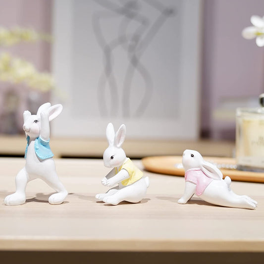3pcs Easter Bunny Yoga Figurines