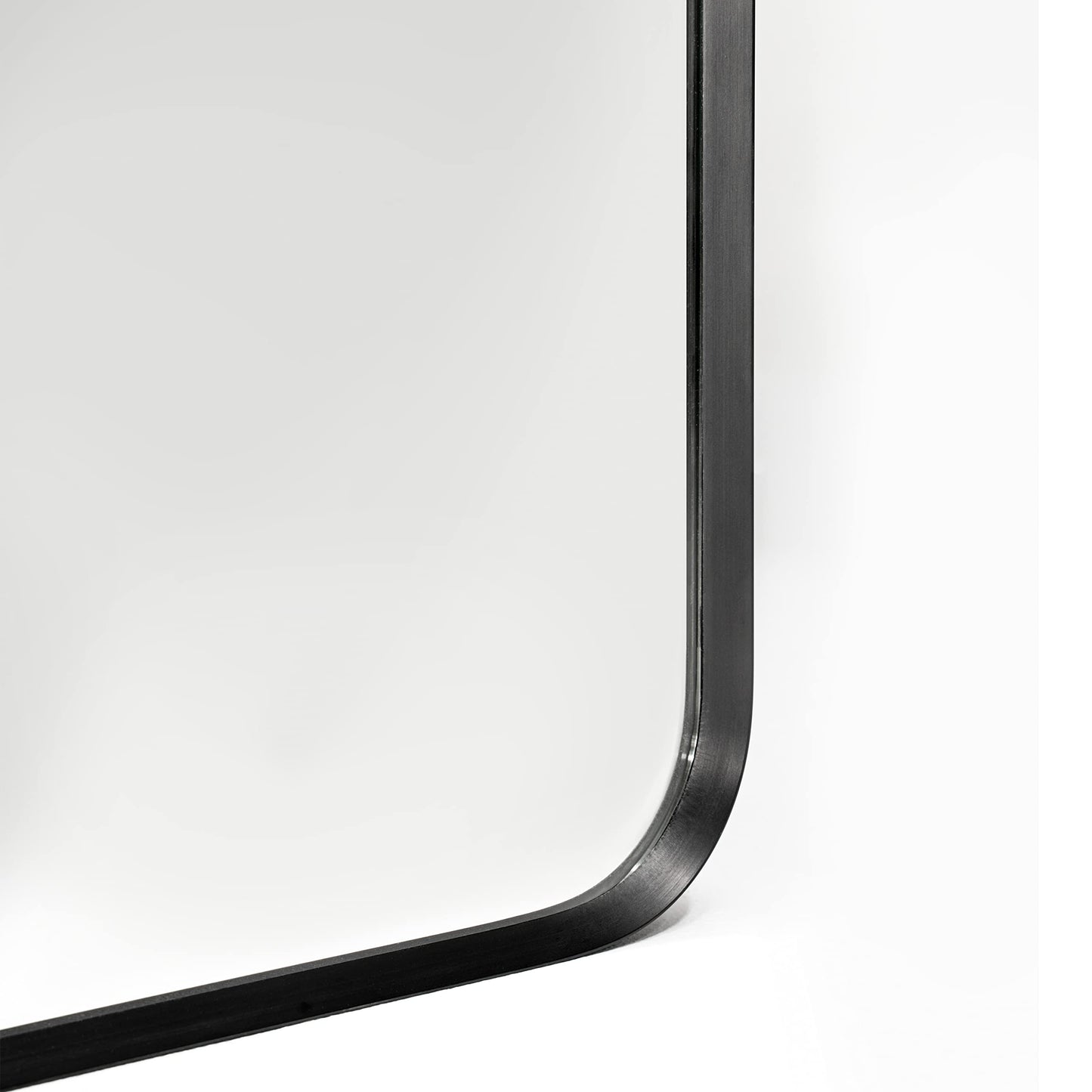 20"x30" Black Metal Framed Rounded Corner Rectangular Wall Mount Vanity Mirror