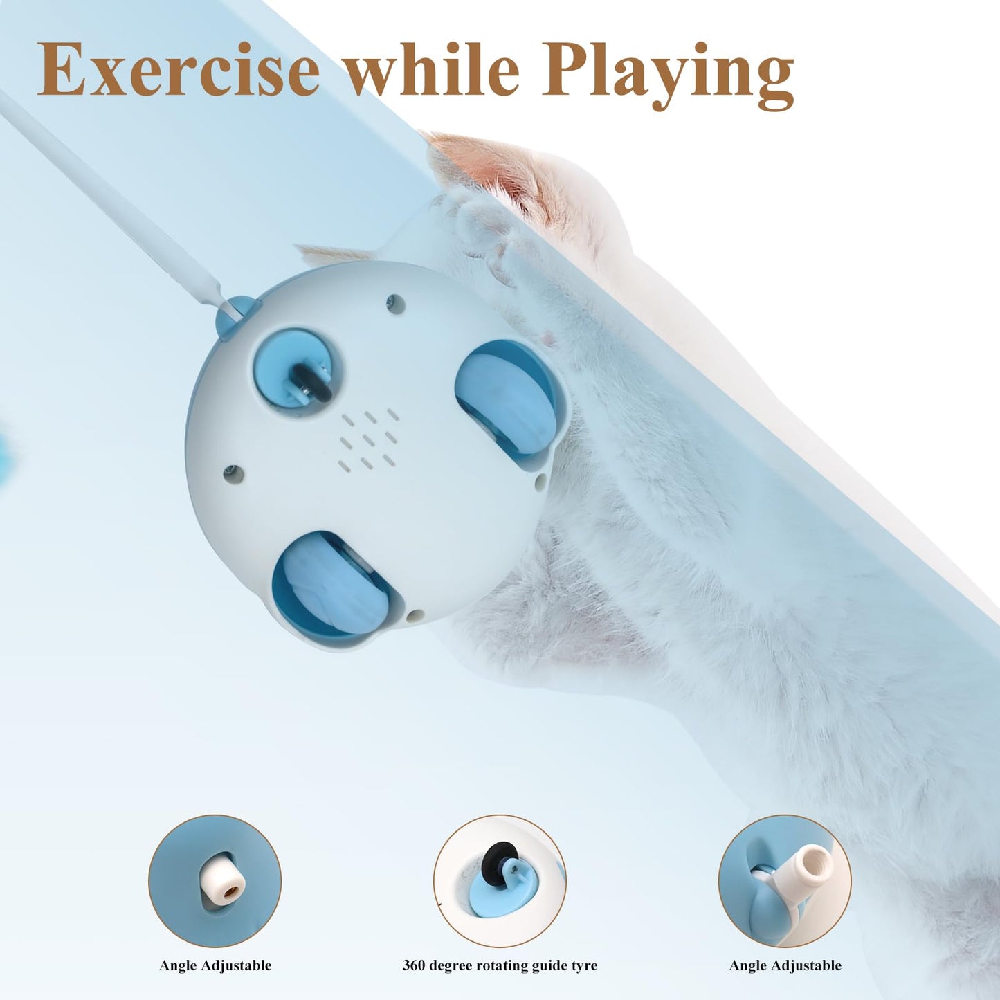Motorized Interactive Cat Toy with Feather, Laser, 3 Modes - Ultimate Play for Energetic Kittens