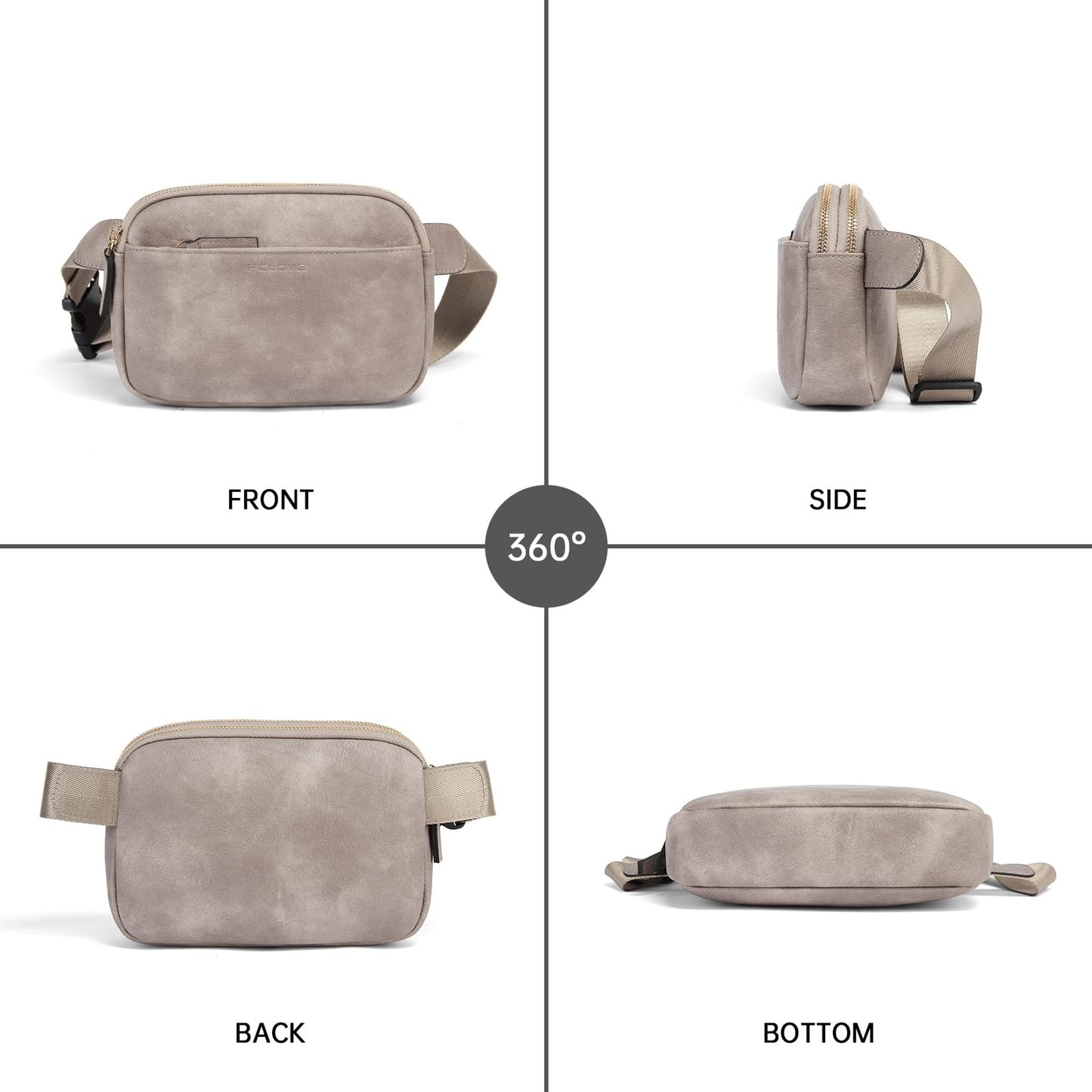 Fanny Packs for Women, Vegan Leather, Waterproof Chest Bag for Men, Fashion Waist Packs for Running, Crossbody Bags, Adjustable Belt Bag, Multi-Pocket Structure, Durable Material - Gray