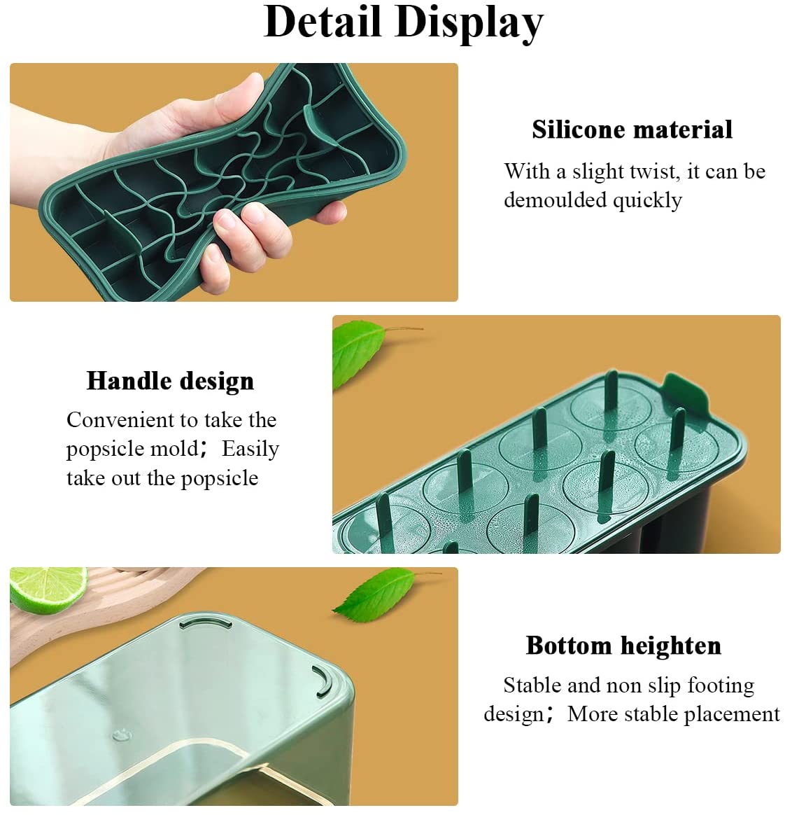 Silicone Ice Cube Tray Set with Scoop and Bin, Ideal for Whiskey & Cocktails