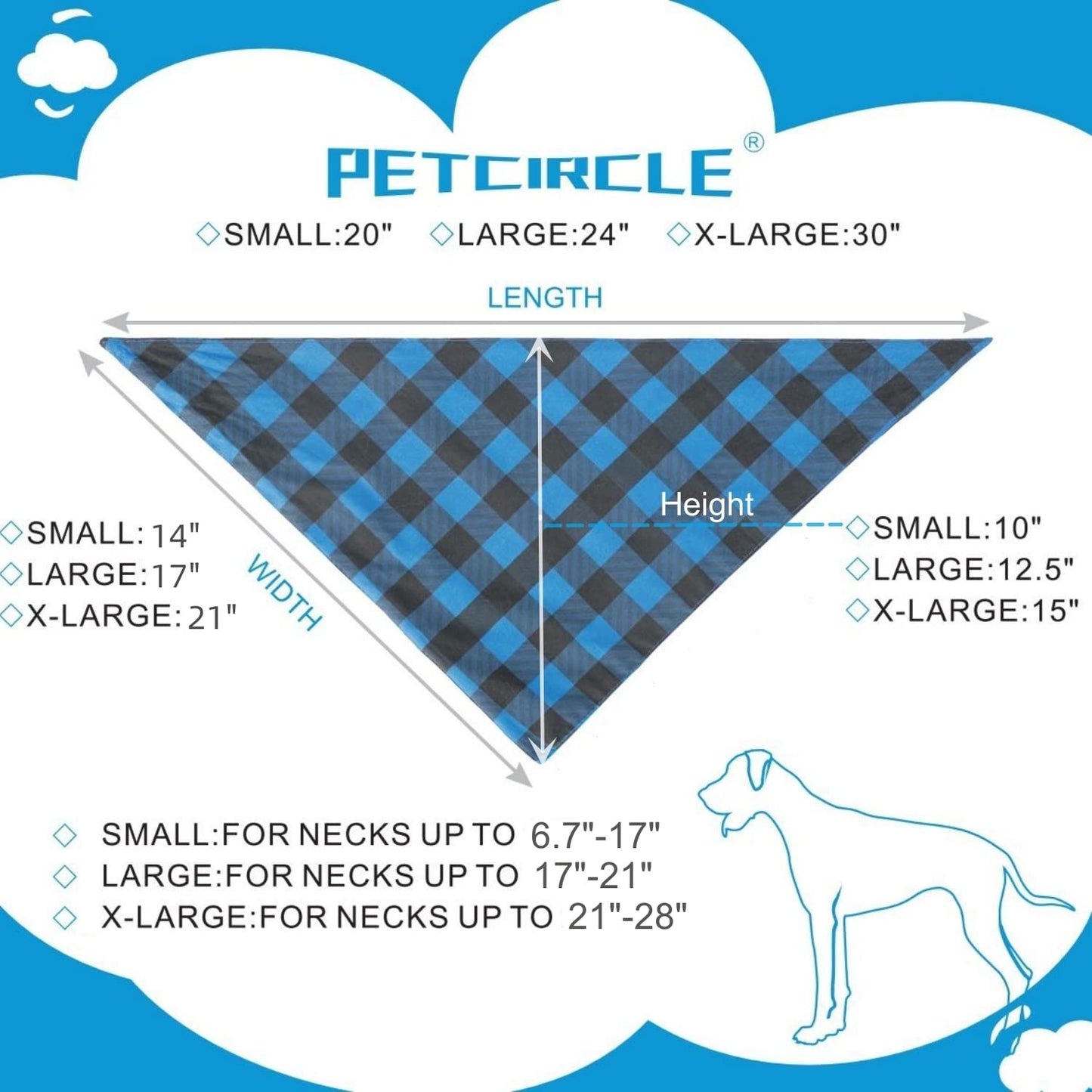 2pk Double Layer Dog/Cat/Pet Bandanas/Scarves for 6.7"-16" Neck