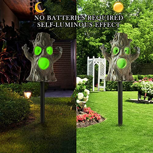 HUANGXIN Tree Stump Garden Decorations with Stake Outdoor Halloween Figurine Yard Sculptures Art for Landscape Patio Walkway Pathway Lawn Funny Gifts for Women Men Housewarming Birthday Gifts