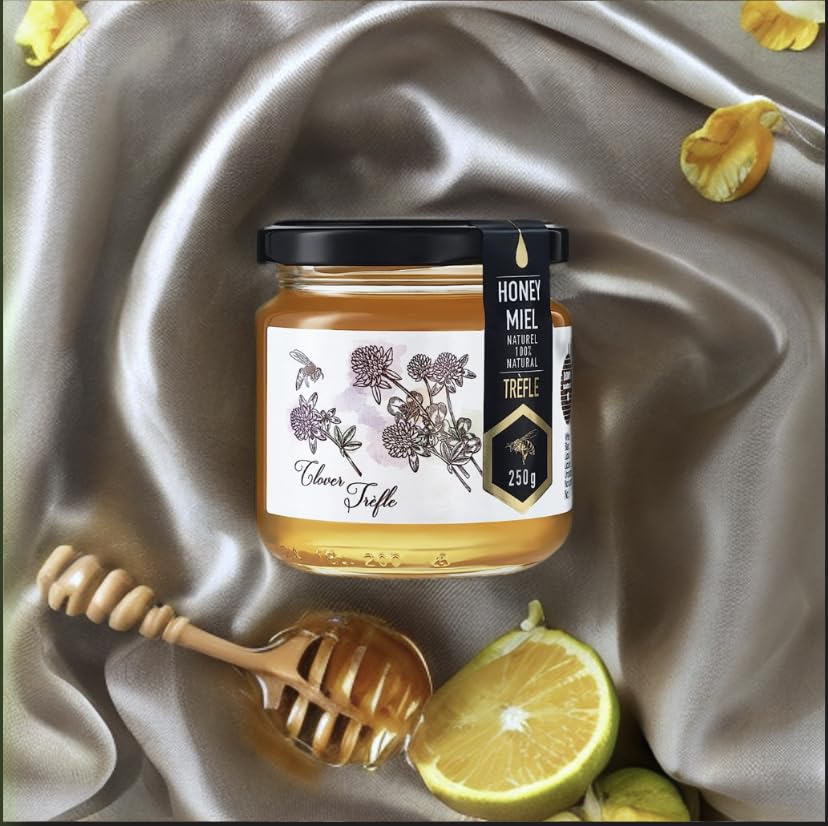 Premium Clover Trèfle Raw Honey by Honigma: 100% Pure, Unfiltered & Unpasteurized - 250g/8.8oz Twin Pack