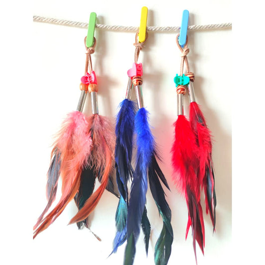 3pcs Handmade Bohemian/Tribal Feather Hair Clip Set