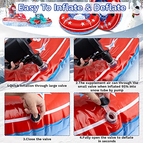 COMMOUDS Snow Tube, 47 Inch Large Inflatable Snow Sled with Handles, Double-Layer Thickened Heavy Duty Snow Sledding Tube for Kids Adults Winter Outdoor Snow Activity Skiing Sledding