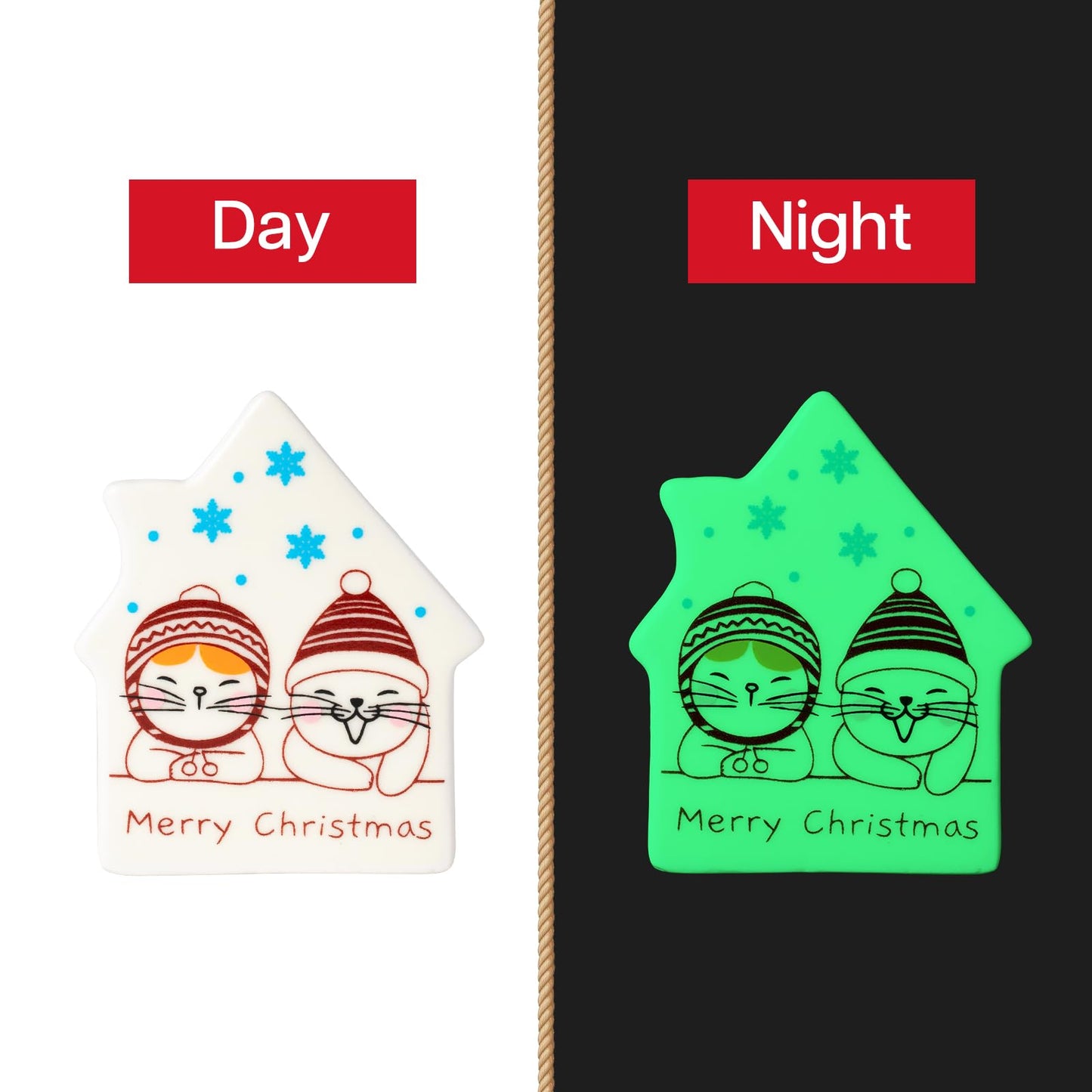 Glow-in-the-Dark Christmas Ornaments: Ceramic Cut Cat & Festive Designs for Xmas Decor