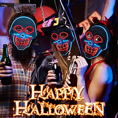 Halloween Mask Led Mask Scary Mask Light Up Mask Purge Mask Glowing Mask Costume Mask Cosplay Masks for Adults Festival Party Masquerade Carnival Gifts