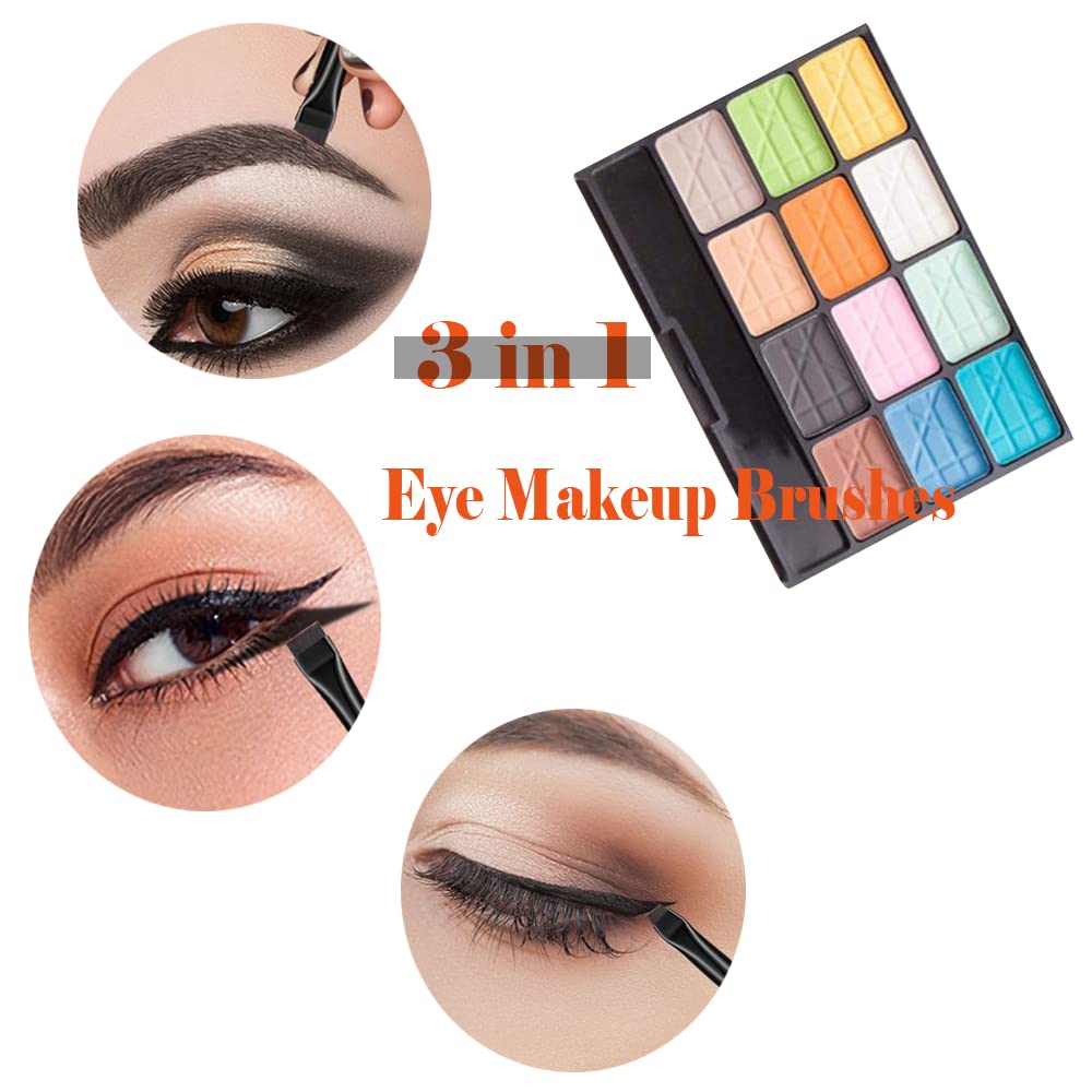 3pcs Ultra-Thin Angled Eyeliner/Eyebrow Makeup Brush Set