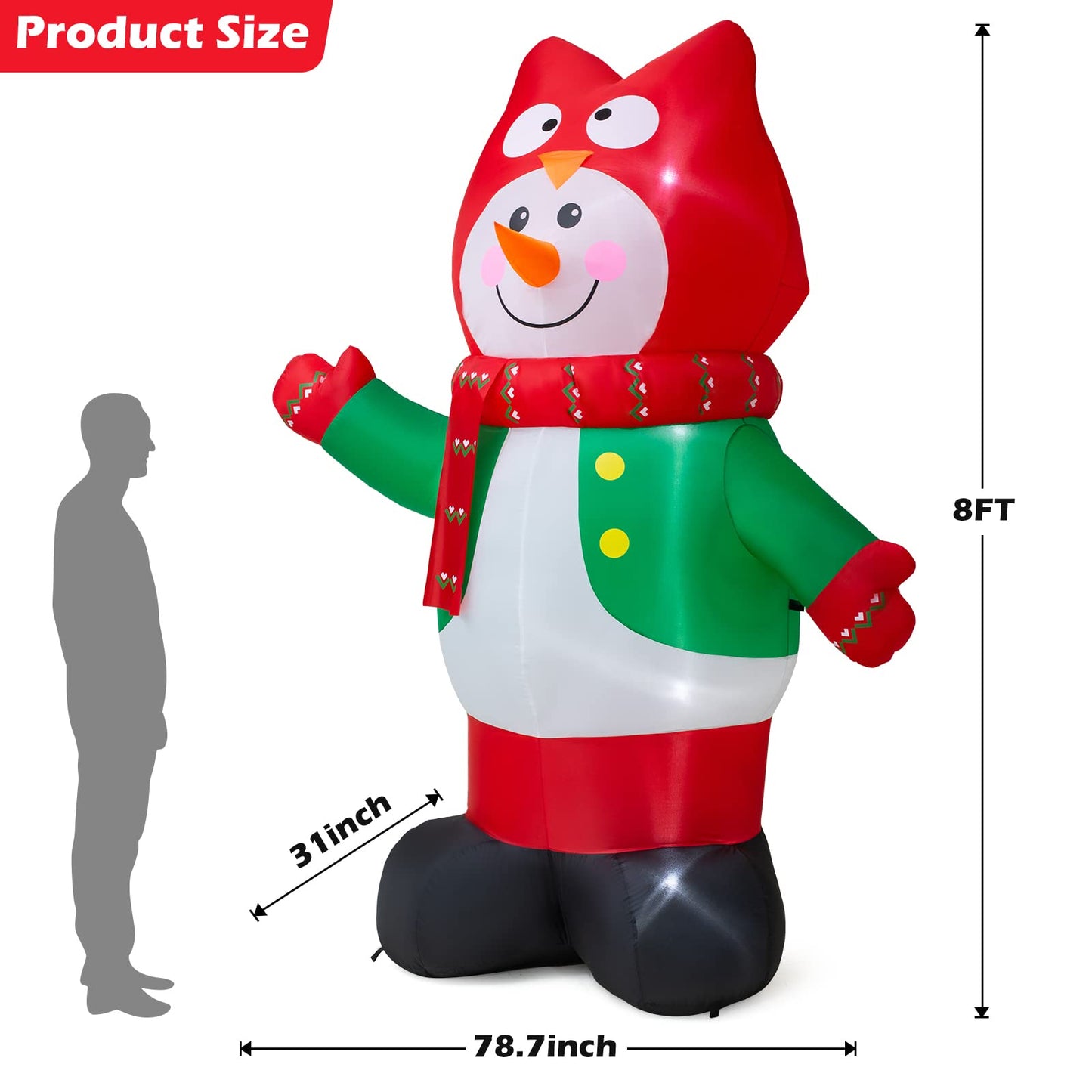 Brighten Your Holidays with a 8FT Inflatable Snowman - LED Lit Outdoor & Indoor Christmas Decoration for Yard & Home