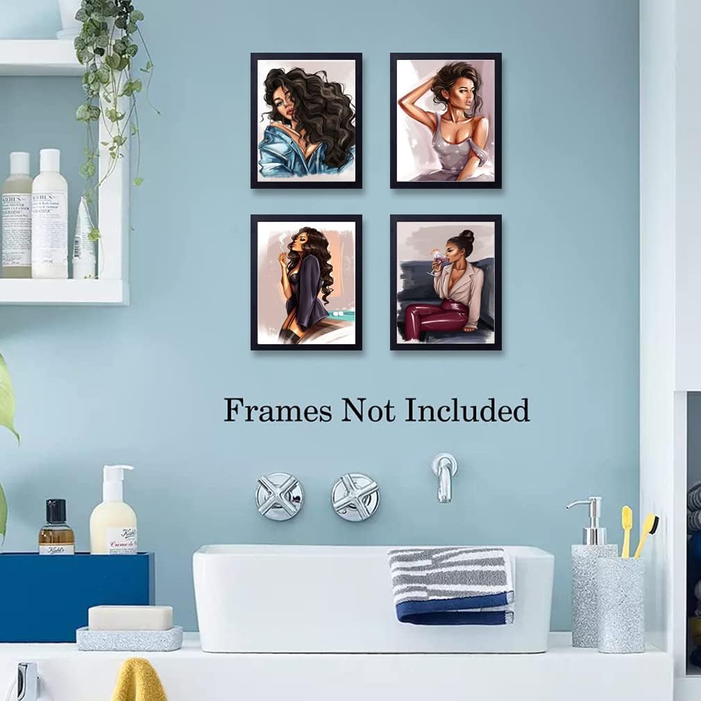 3-Pack African American Wall Art: Black Women Canvas for Bedroom & Bath