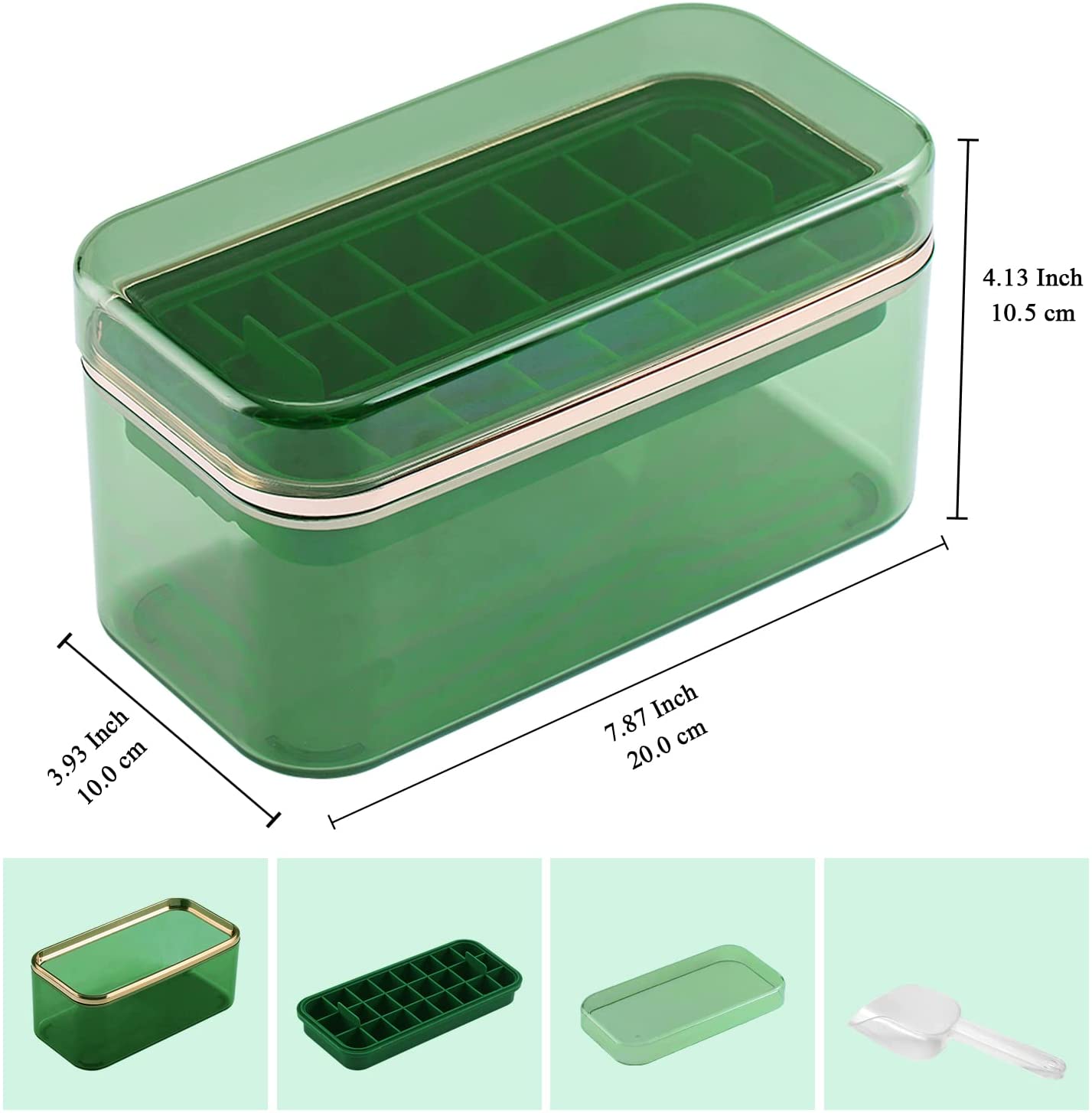 Silicone Ice Cube Tray Set with Scoop and Bin, Ideal for Whiskey & Cocktails