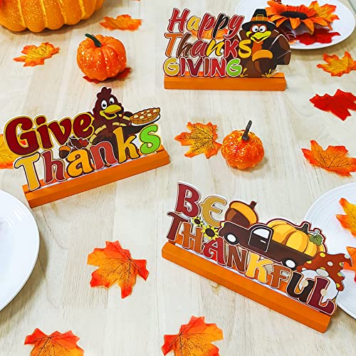 Celebrate Thanksgiving with Festive Wooden Table Decorations | 3 Piece Turkey and Pumpkin Set