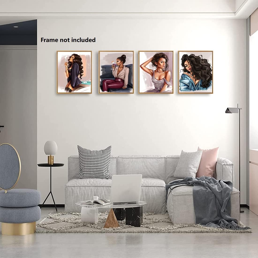 3-Pack African American Wall Art: Black Women Canvas for Bedroom & Bath