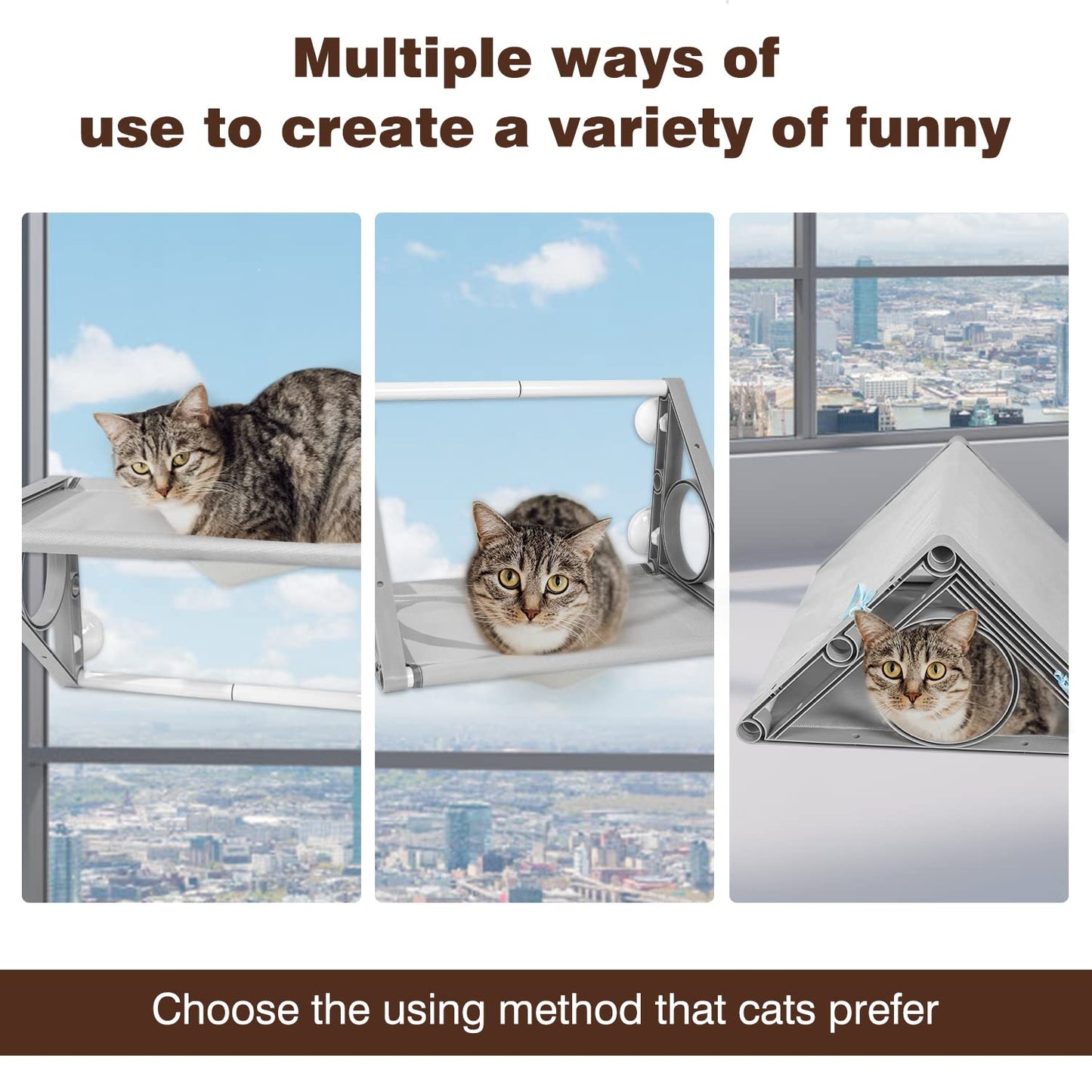 2-in-1 Cat Window Perch & Tunnel: Medium Hammock for Cats up to 40lbs