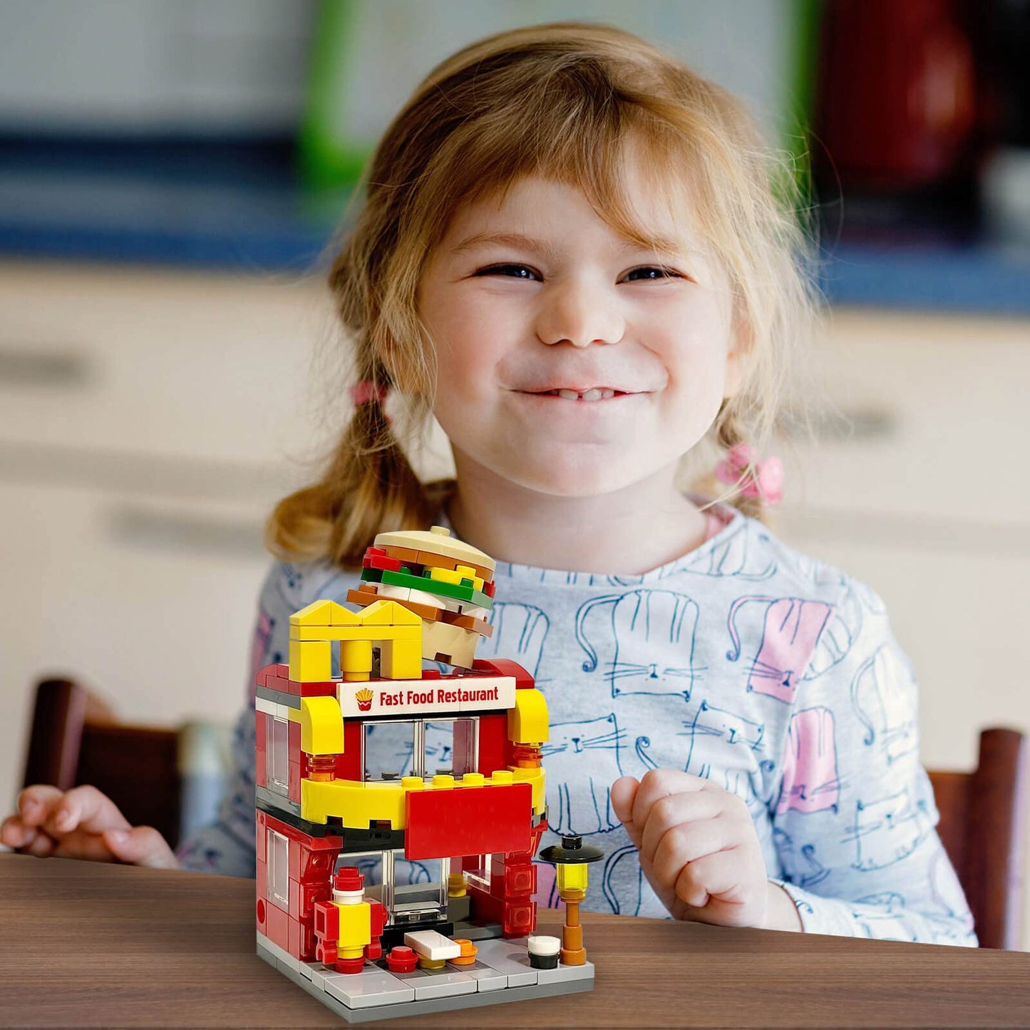 168pcs Burger Shop City Street View Building Blocks Set (Compatible w/ LEGO)