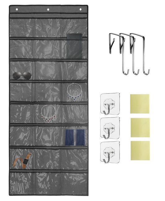 60"x26" 24 Pocket 600D Oxford Fabric Wall/Door Organizer w/ Door & Wall Hooks