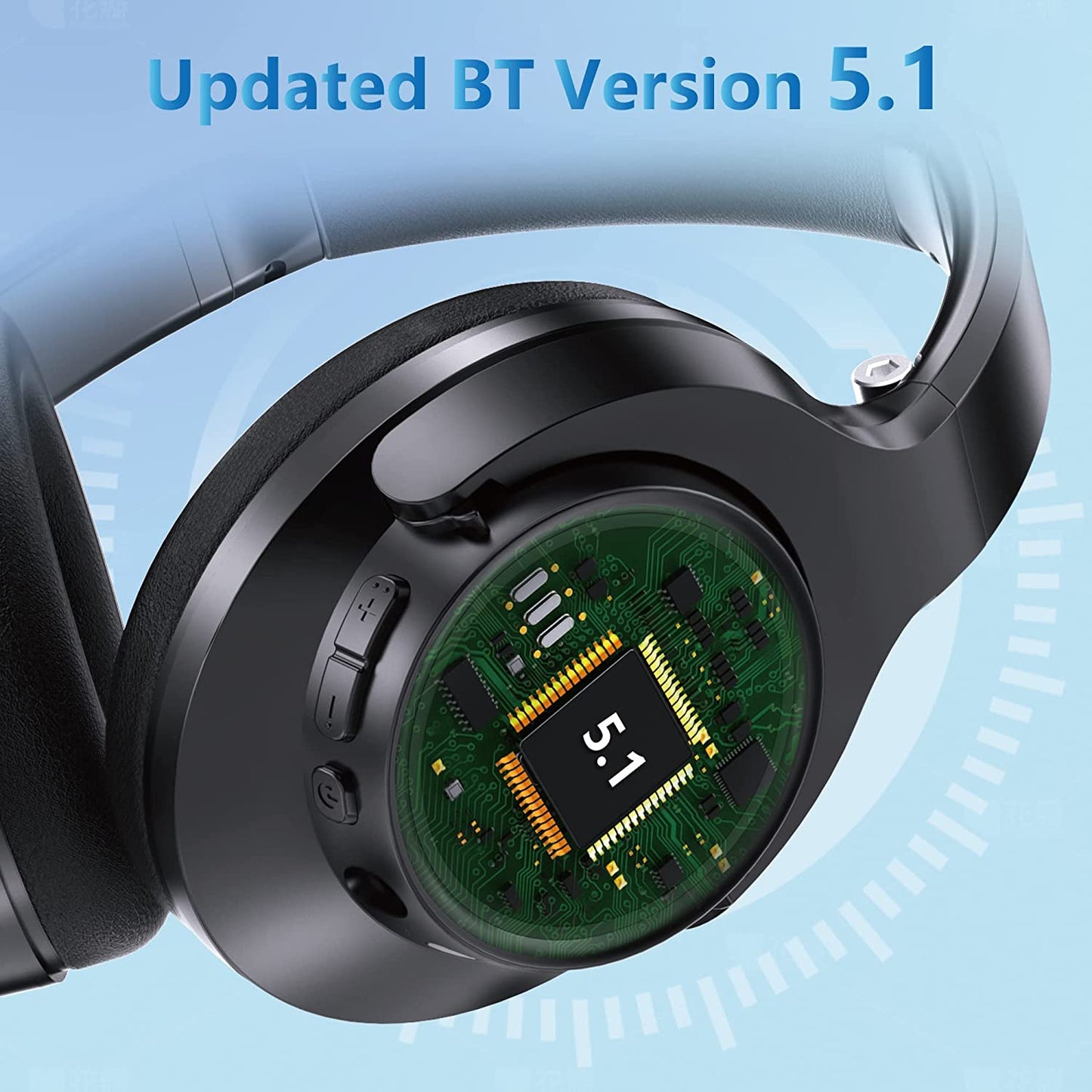 Foldable Over Ear Wireless Bluetooth Headphones w/ Mic/70H Playtime/3 EQ Modes