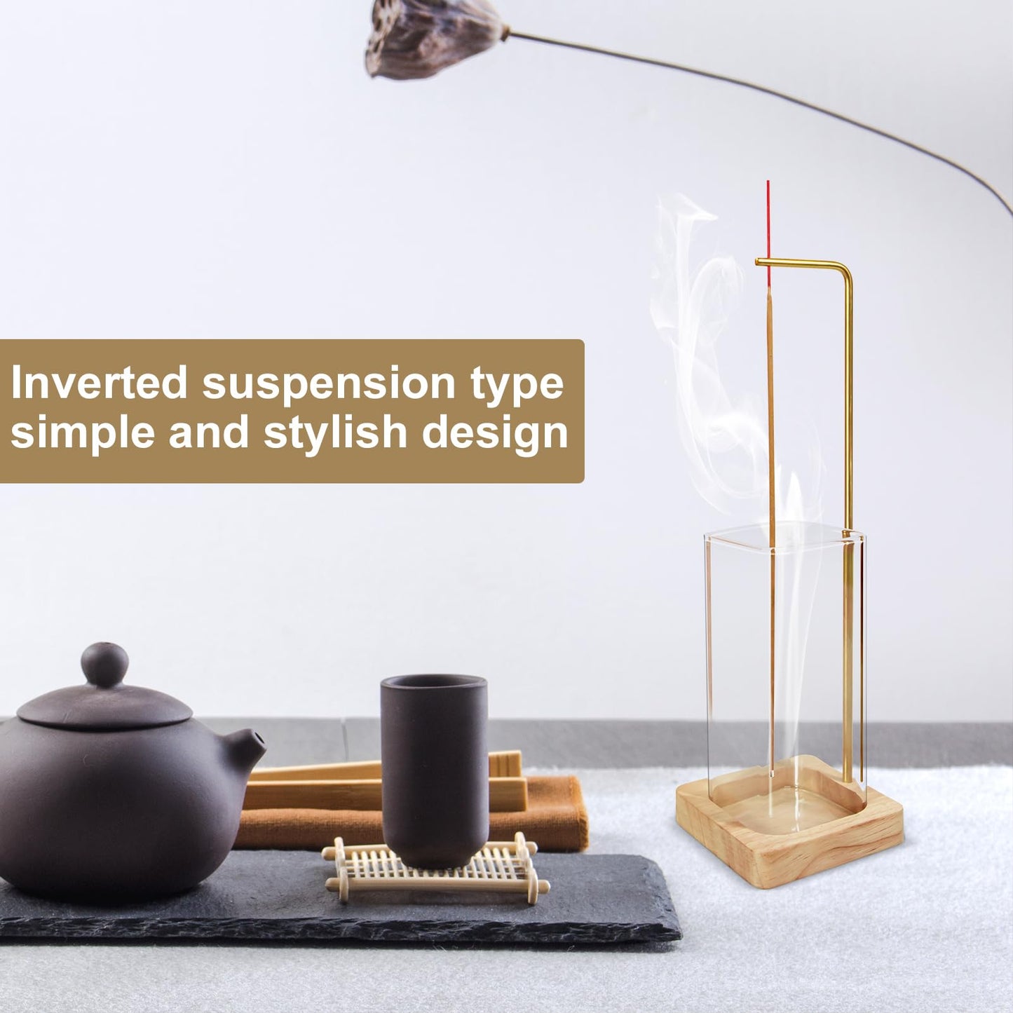 Upside Down Incense Burner with Easy Cleaning and Removable Ash Catcher - Ideal for Therapy, Yoga, Meditation, and Decorative Purposes in a Refreshing Yellow Color