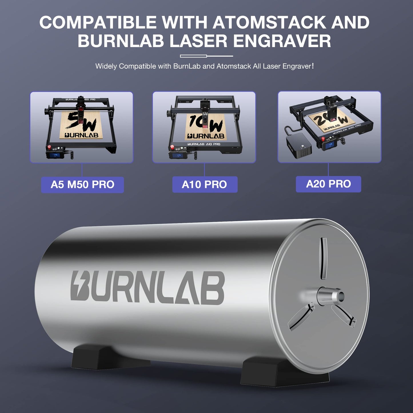 BURNLAB Air Assist Pump Kit for Laser Cutter & Engraver w/ Adjustable Airflow