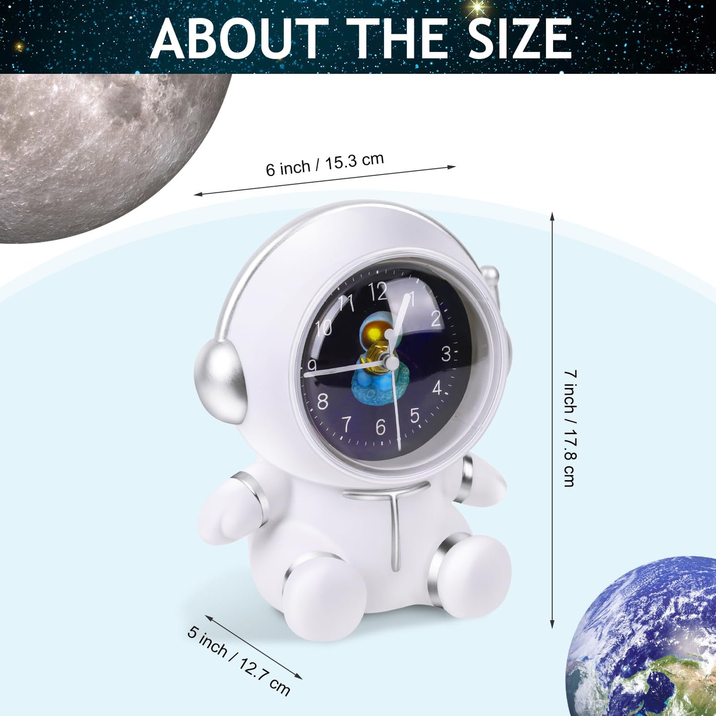 White Astronaut Kid's Unbreakable Money/Piggy Bank w/ Clock