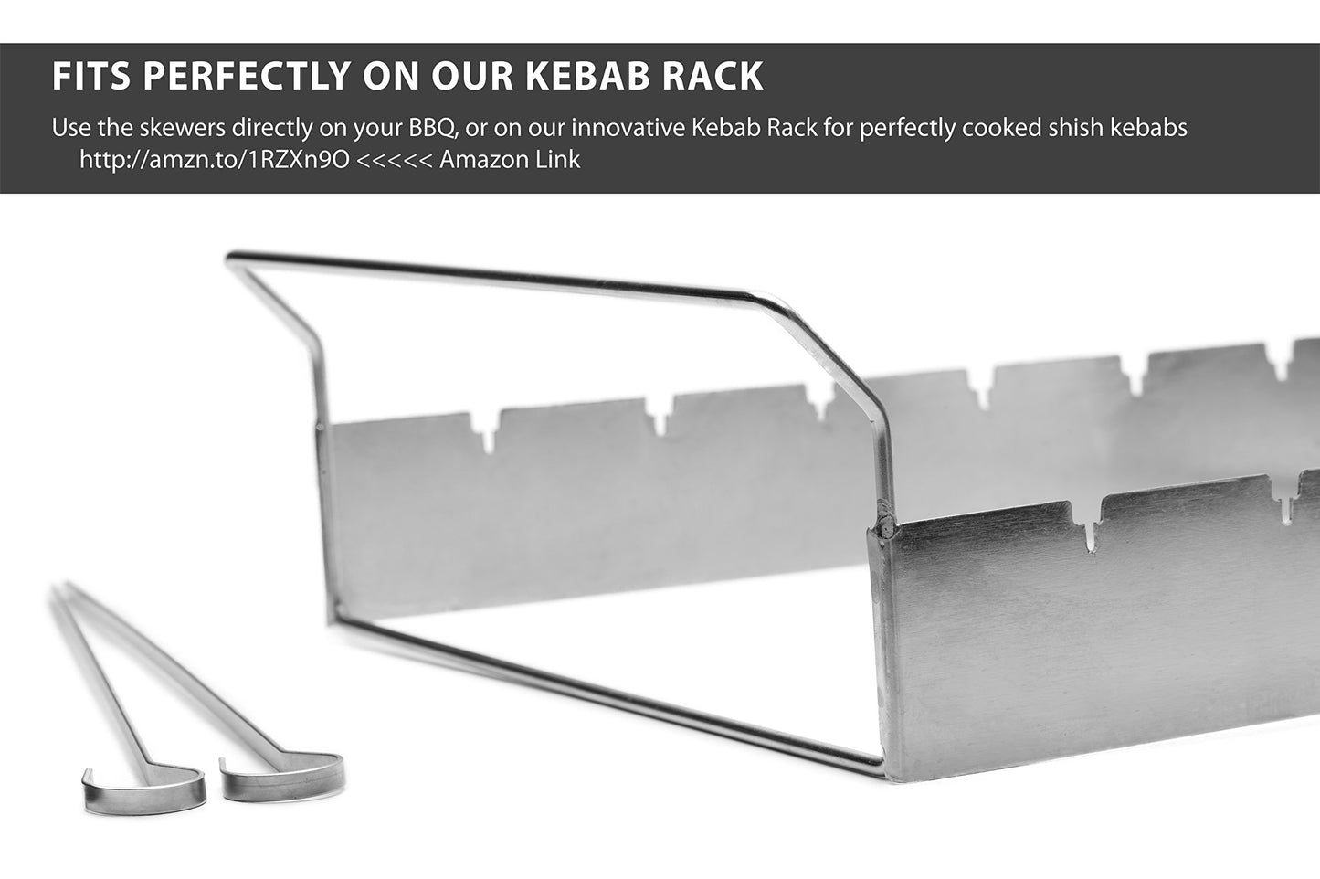 12 Stainless Steel Shish Kabob Skewers 14.5" - Durable, Flat & Wide BBQ Accessories with Ring-Tip Handle for Even, Quick Cooking | Ideal for Meat, Vegetables & More