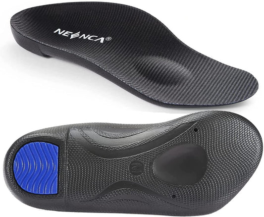 Black Men's 10-11.5 Arch Support Insoles for Plantar Fasciitis Foot Pain Relief