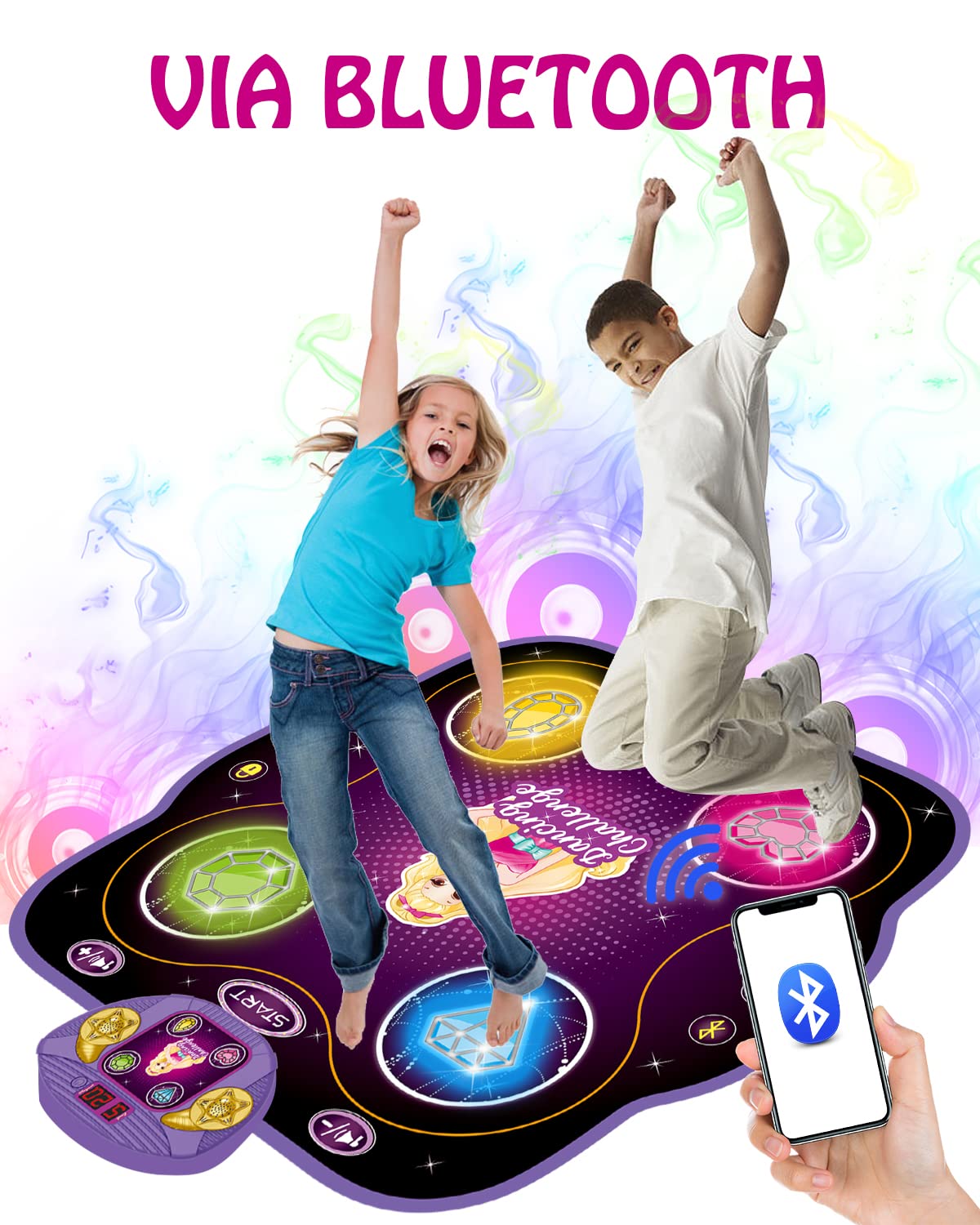 Wireless Bluetooth Light Up Dance Mat w/ Built-In Music & 4 Game Modes