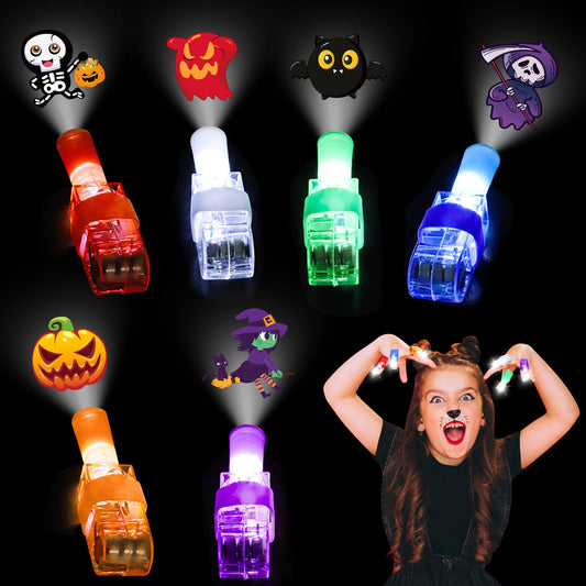 Halloween Party Favors for Kids - 36PCS LED Finger Lights, Glow in the Dark Toys, Halloween Themed Projection, Safe Materials, Ideal for Classroom Prizes, Trick or Treats, Goodie Bag Fillers & Party Gifts