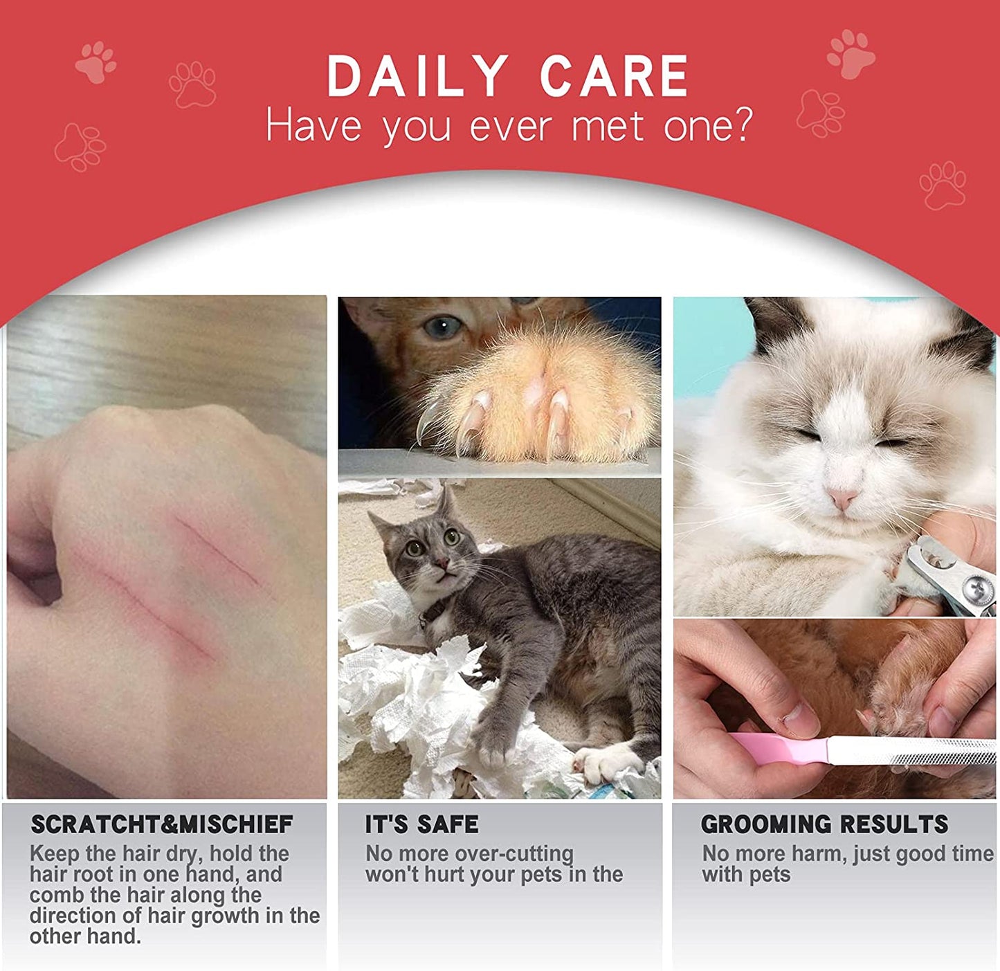 3pcs Pink Double Sided Dog/Cat/Pet Deshedding Brush + Nail Clippers + Nail File