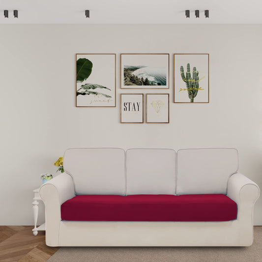 Burgundy Soft Velour Fabric Sofa Cushion Cover/Protector/Slipcover