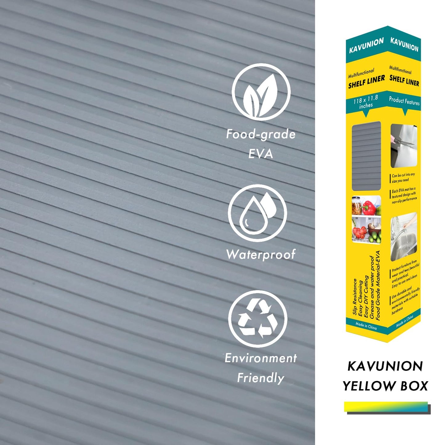 Shelf Liner, Non-Slip for Cabinets & Drawers, Gray 11.8" x 9.8 FT, Waterproof, Easy to Cut & Install, BPA-Free, Protects Surfaces, Ideal for Kitchen, Fridge & More.