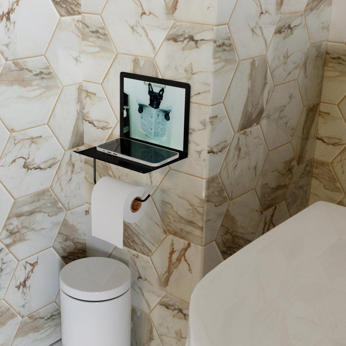 Versatile Toilet Paper Holder with Shelf - Rustproof Stainless Steel, Easy Installation, Ideal for Bathrooms