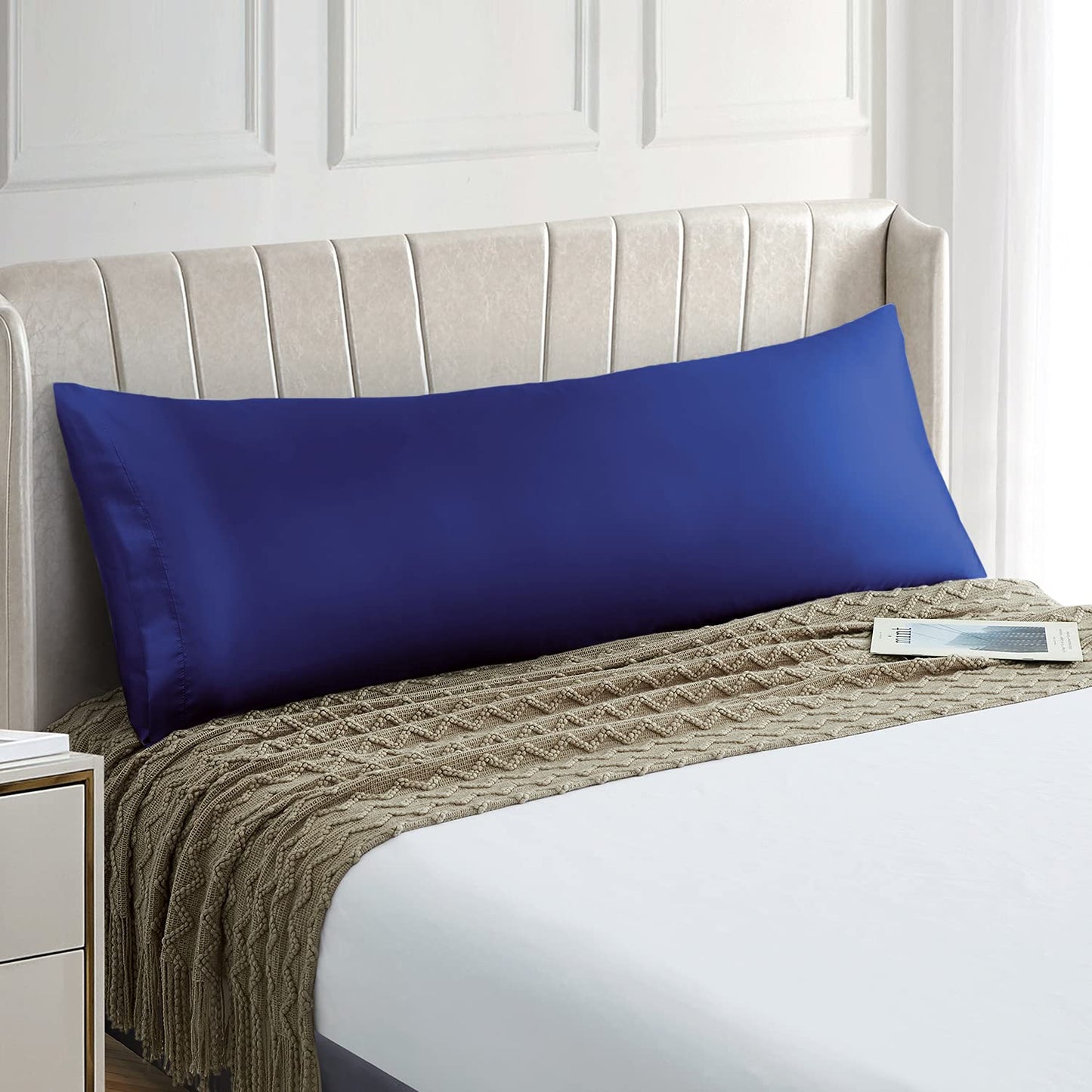 20"x54" Navy Blue Super Soft Silky Satin Body Pillow Cover w/ Envelope Closure