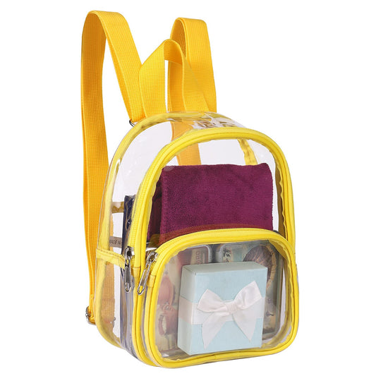 7.5"x2.8"x9" Stadium Approved Clear/Yellow Mini Backpack w/ Front & Slip Pocket