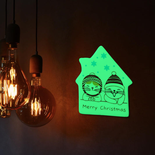 Glow-in-the-Dark Christmas Ornaments: Ceramic Cut Cat & Festive Designs for Xmas Decor