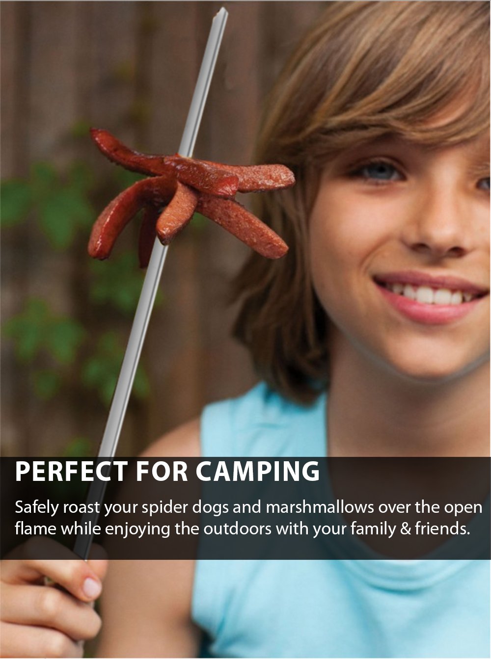 12 Stainless Steel Shish Kabob Skewers 14.5" - Durable, Flat & Wide BBQ Accessories with Ring-Tip Handle for Even, Quick Cooking | Ideal for Meat, Vegetables & More