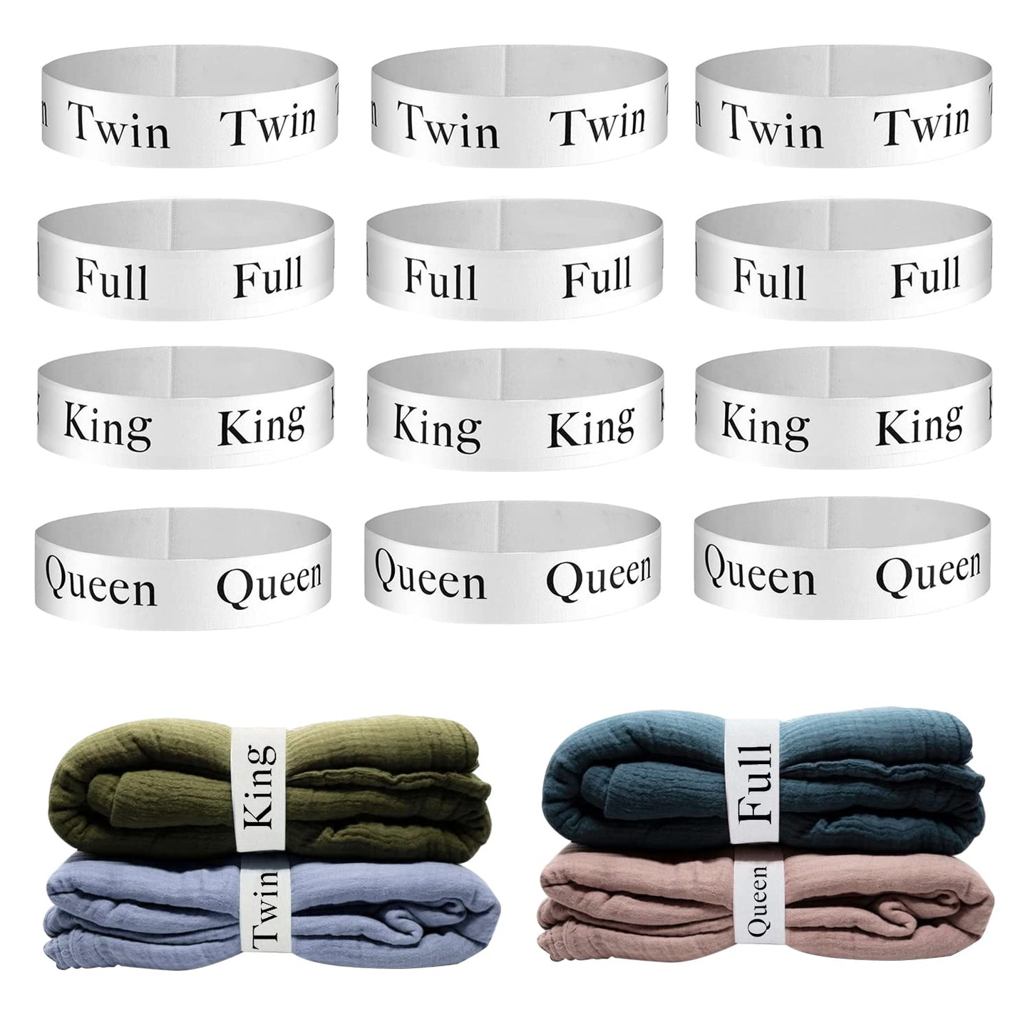 12pcs Bed Sheet Organizers & Storage Bands for Bedding - King, Queen, Full, Twin